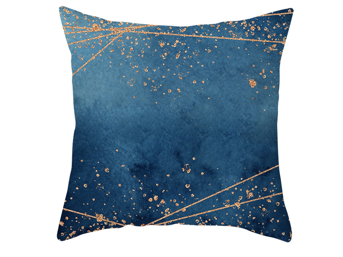 Serie Arte a Tinta Funda Decorativa de Almohada Azul