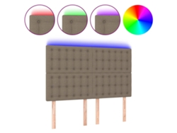 Maison Exclusive - Cabecero Con Luces Led Tela Gris Taupe 144x5x118/128 Cm