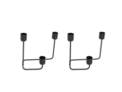 2026-2 Piezas Portavelas De 3 Brazos Negro Moderno Simple Portacandelas Decorativo Para Boda Y Fiesta