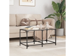 Mesa de centro HARLANV1 con tapa de cristal, 78,5 x 40 x 40 cm, acero.