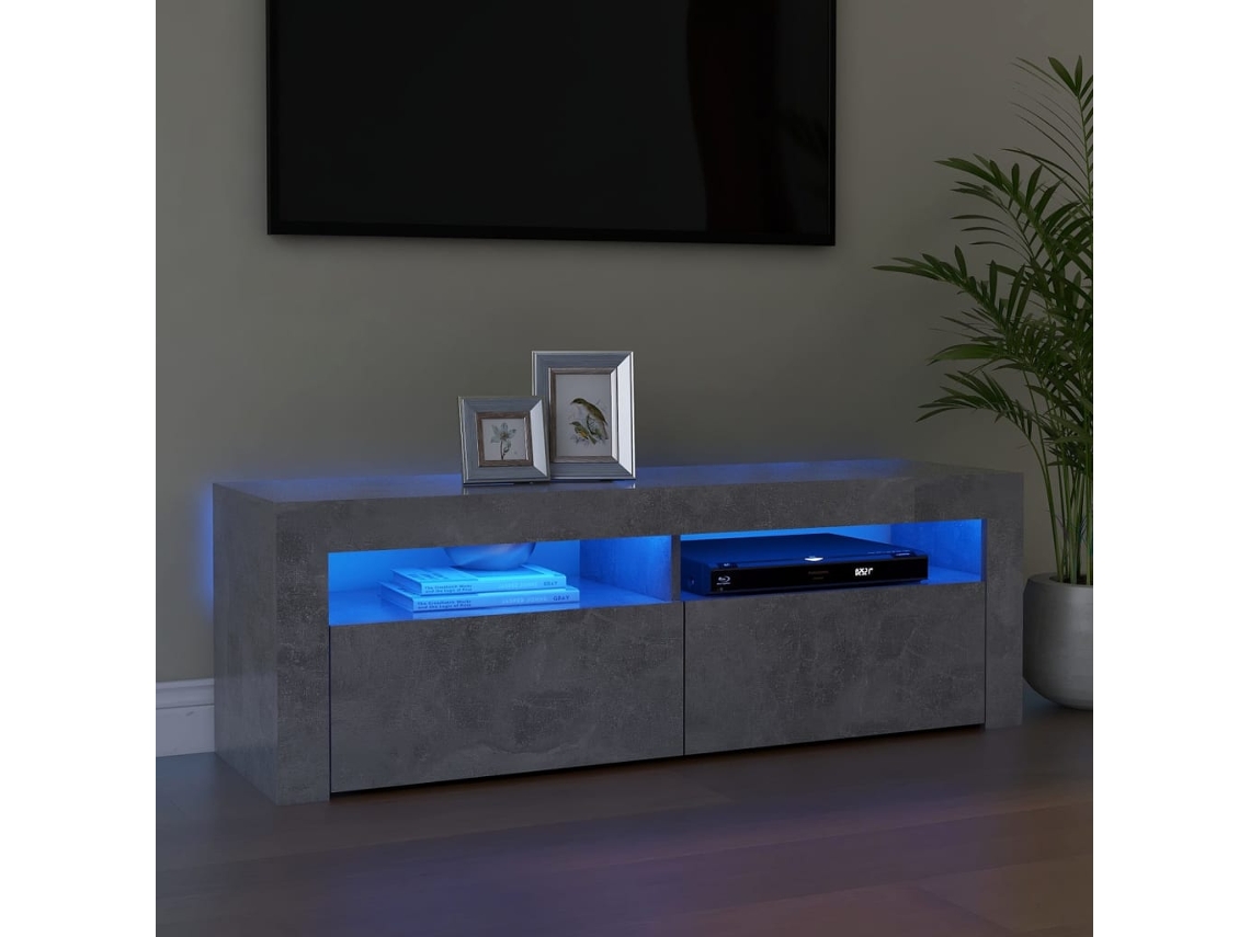 Mueble de Armario Tv con Luces Led 120X35X40 Cm Gris Cemento