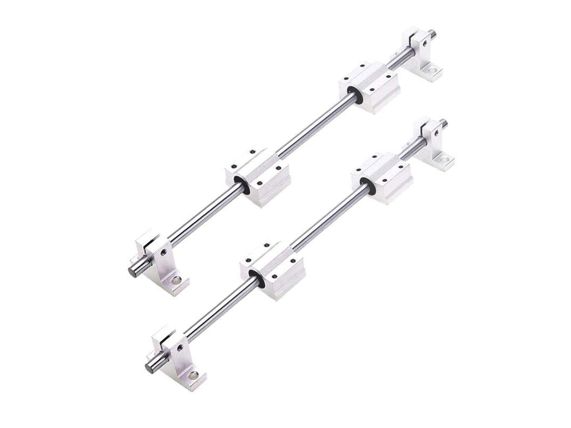 Eje Lineal 2x500mm Ø8mm + 4 Soportes Sk8 + 4 Bloques De Cojinetes De Guía Lineal Horizontal Scs8uu