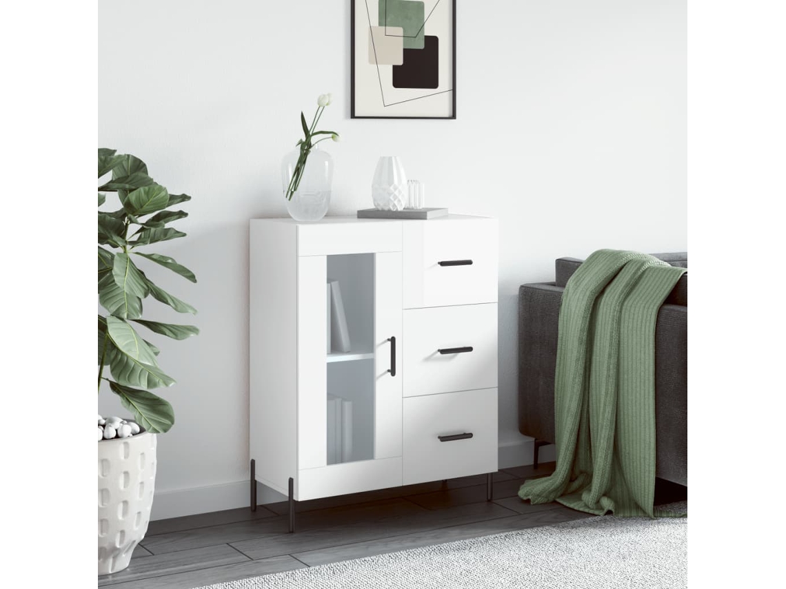 Aparador De Madera Contrachapada Blanco Brillante 69,5x34x90 Cm