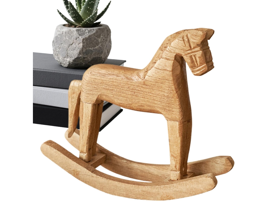 Decoración ecuestre para el hogar, caballo balancín decorativo de madera, adorno de madera Gokoco