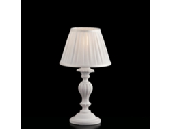 Leonardo - Lámpara De Mesa Shabby De Madera Blanca 1 Luz Con Pantalla Dm.20 H.43 - Ø20 - Bl180-lt-bco