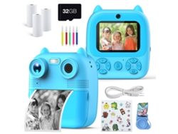 Cámara Instantánea Para Niños Lente Dual De 48 Mp Cámara De Impresión Térmica Pantalla Ips De 28 Pulgadas Tarjeta De 32 Gb Azul DIGITALLAB