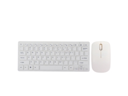Conjunto Teclado E Mouse Sem Fio 2.4g Mini Com Capa Usb Plug And Play Para Notebook Branco K-03