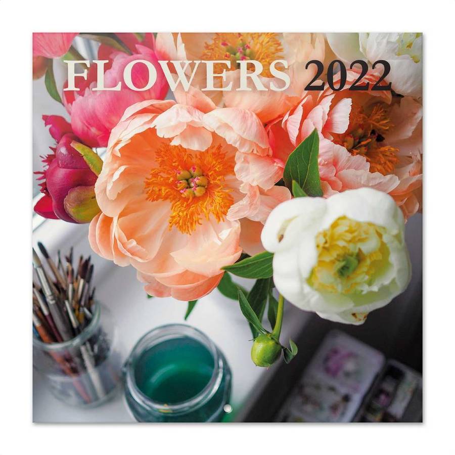 Calendario Flores 2022 pared│ mensual producto con licencia oficial erik editores 30x30