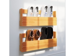 2 Uds Zapatero | Estantes Zapatos Pared Madera Pino Marrón 59x8,5x23,5 Cm
