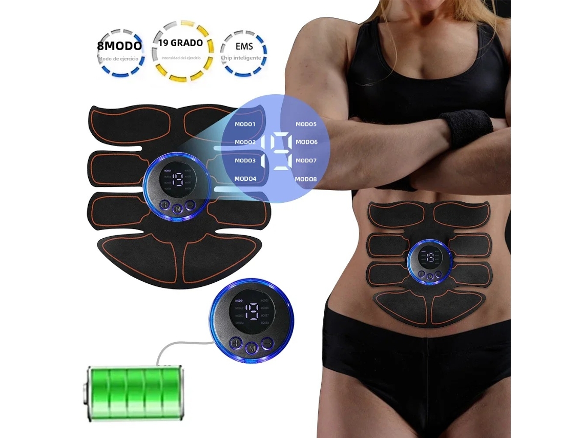 Estimulador Muscular Inalámbrico Ems, 8 Modos, Masajeador Abdominal