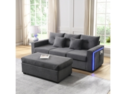Sofá Modular L 3 Plazas + Otomán Grande - Led, Asiento Nube, Modular, Alta Resistencia - Gris Antiguo