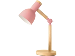 Lámpada Mesa Madera Rosa Ajustable E27 12w Luz Cálida, Para Niños Cuarto/sala