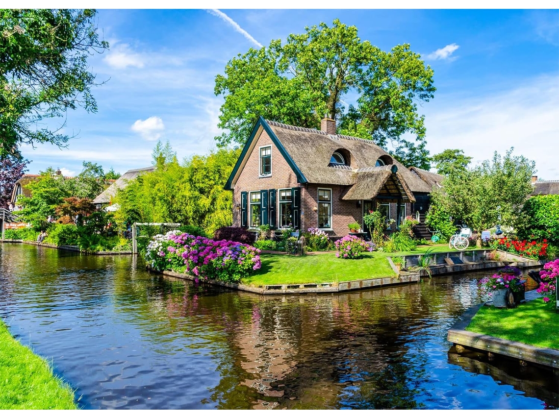 Rompecabezas Para Adultos De 1000 Piezas, Giethoorn Village, Con Letras Entrelazadas En La Parte Posterior, Sin Polvo (azul)
