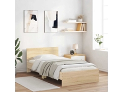 Estructura Cama Con Cabecero Sin Colchón Roble Sonoma 100x200cm