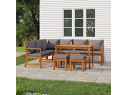 Juego de comedor de jardín de 7 piezas con cojines de acacia maciza DKD Home Decor