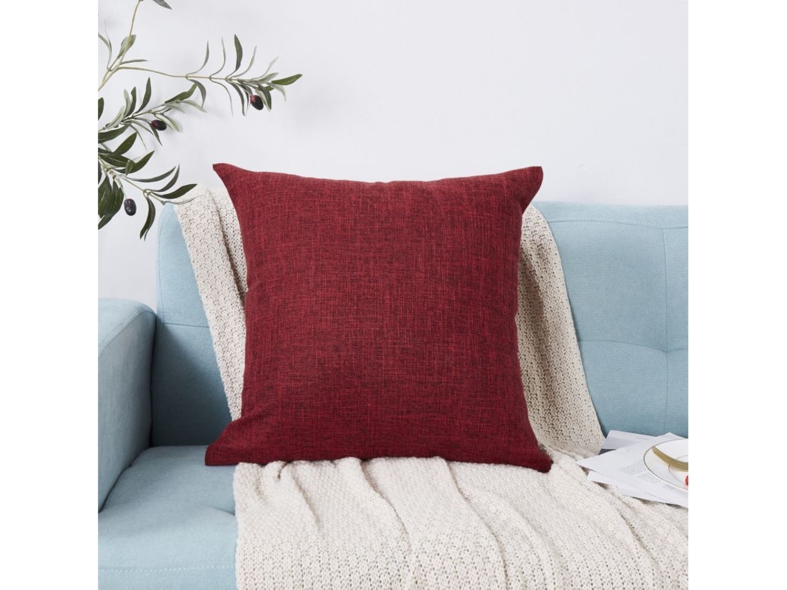Rebe-fundas De Almohadas Decorativas De Lino 2 Unidades 45x45 Cm Rojo Rosa Para Sofá Sala De Estar