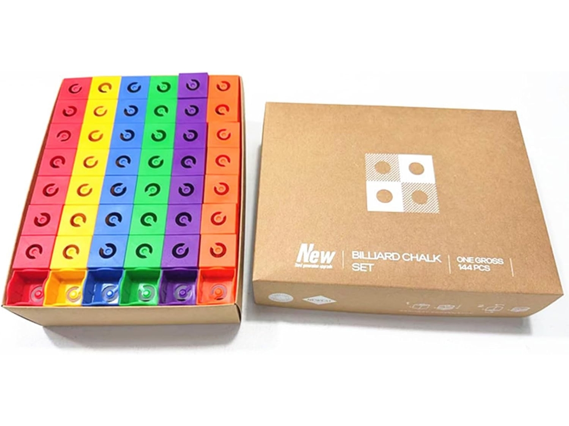 Juego de tizas portátiles SFUSHOS para billar, 144 piezas.