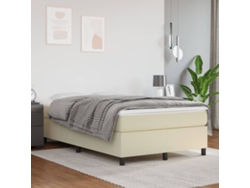 Syfax™ Cama Box Spring Con Colchón Cuero Sintético Crema 120x200 Cm