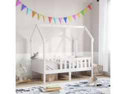 Cama Con Forma De Casa Para Niños Madera Maciza Blanco 80x160cm