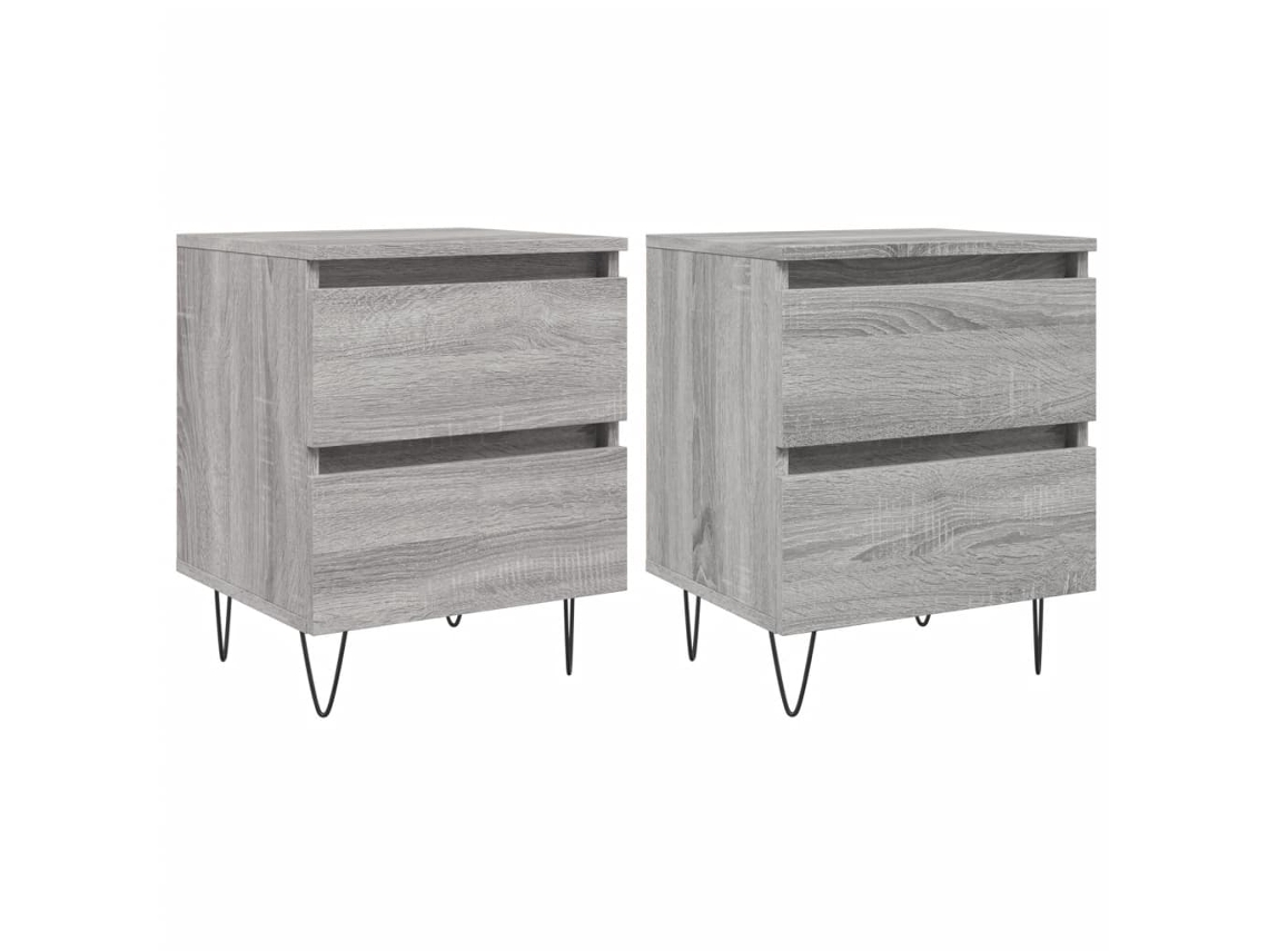 Maison Exclusive - Mesita De Noche 2 Uds Madera Ingeniería Gris Sonoma 40x35x50 Cm