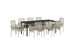 Maison Exclusive - Conjunto De Comedor De Jardín 9 Pcs Gris Claro Ratán Sintético