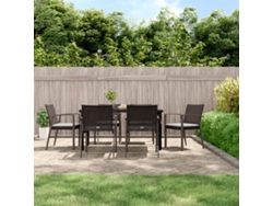 Juego de comedor de jardín de 7 piezas con cojines, mimbre, acero y decoración DKD Home