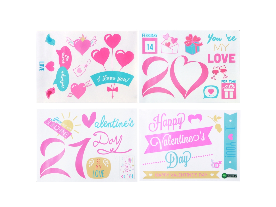 4 Pegatinas De Pared De Pvc Para El Día De San Valentín 2021, Decoración Para Sala De Estar