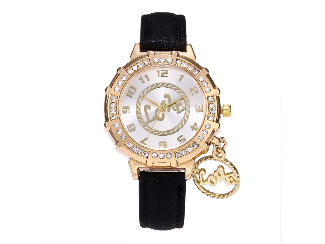 Reloj De Pulsera Zhoulianfa Para Mujer De Piel Sintética Con Esfera Redonda De Diamantes De Imitación, De Cuarzo.