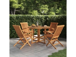 Juego de comedor plegable para exterior de 5 piezas de madera maciza de teca, DKD, decoración del hogar