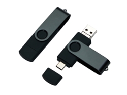 Memoria USB metálica de 64 GB, compatible con teléfonos móviles y ordenadores, con interfaz tipo C, color negro.
