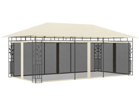 vidaXL Cenador con mosquitera color crema 6x3x2,73 m