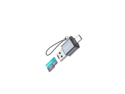 Lector de tarjetas TF (microSD) Novoteck HK-093 USB-A + USB-C 2 en 1 - Plateado