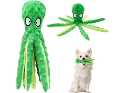 2026-2746-juguete De Peluche Pulpo Sin Relleno Para Perros Pequeños, Juguete De Mordisqueo Duradero Con Papel Crujiente Interactivo Para Mascotas Verde