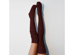 Calcetines hasta la rodilla, calcetines de punto cálidos hasta la rodilla, calcetines suaves de invierno (color: vino) Cuich