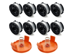 Kit De 8 Carretes De Hilo Para Cortacésped, Compatibles Con Black And Decker + 2 Tapas Y 2 Resortes, 1,6 Mm