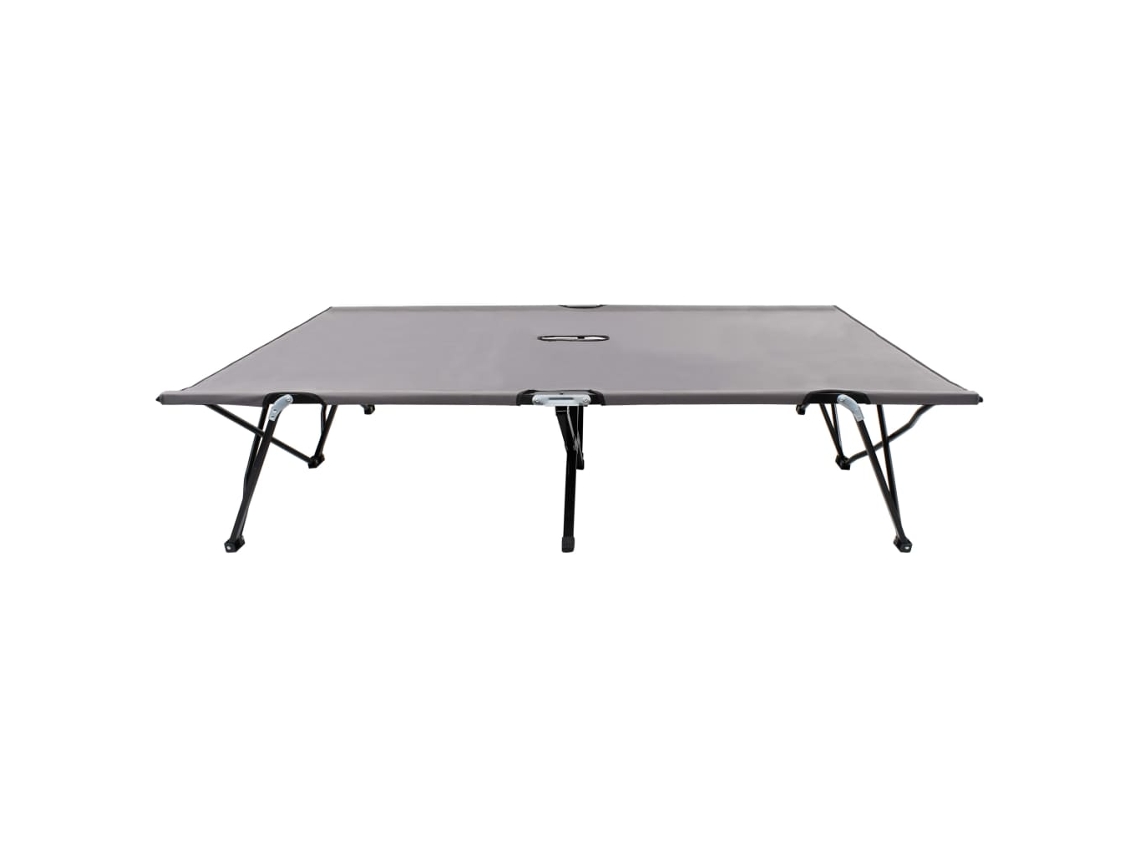 Tumbona | Tumbona De Exterior | Silla Doble Plegable Acero Gris Wsd631405