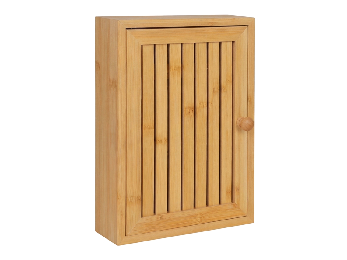 Relaxdays Porta-chaves Em Bambu, 8 Ganchos, Design A, A×l×p: 27 X 19,5 X 6 Cm, Hall, Parede, Caixa De Chaves, Natural
