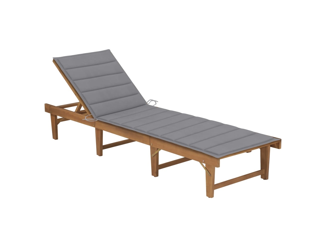 Tumbona Lounger Plegable con Cojín Madera de Acacia Maciza
