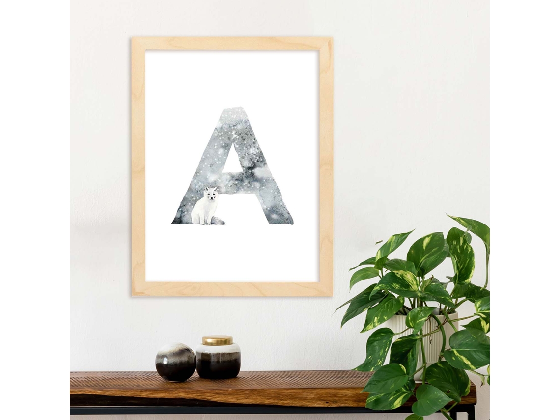 Póster NACNIC de Letra A. Estilo Invierno con Imagenes do Alfabeto.