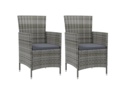 Sillas de jardín DKD Home Decor de 2 piezas con cojines, mimbre gris