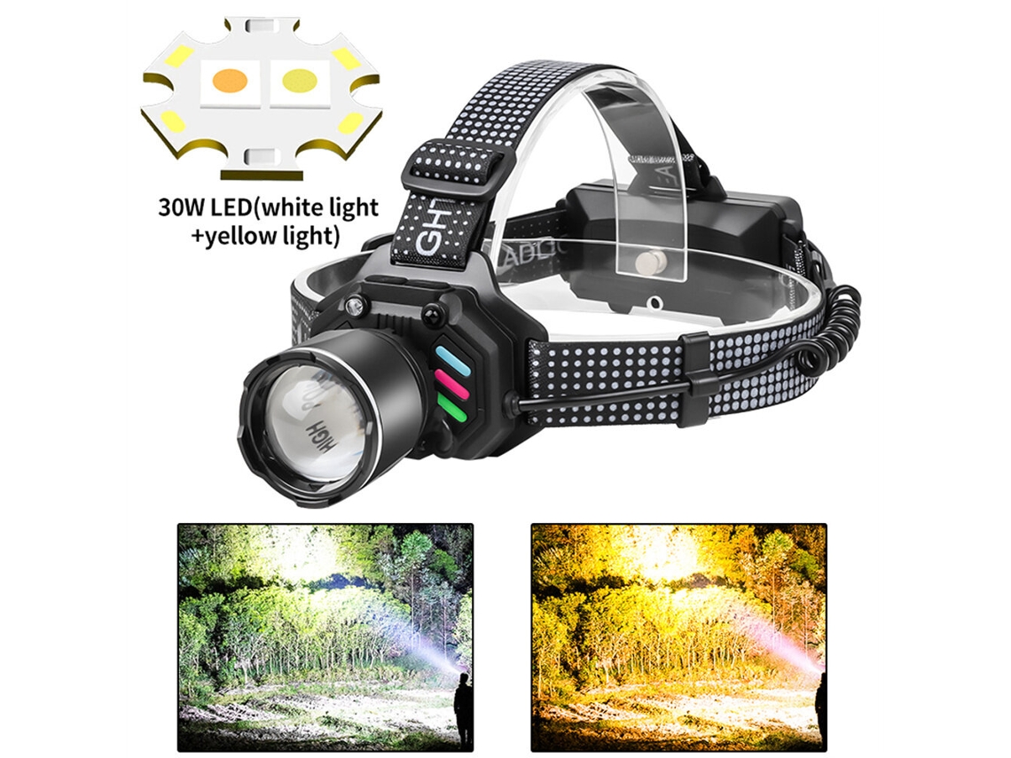 Luz Cálida+blancaipree Faro Led Doble Fuente Zoom Control Detección Largo Alcance Exterior Larga Duración Potente Reflector