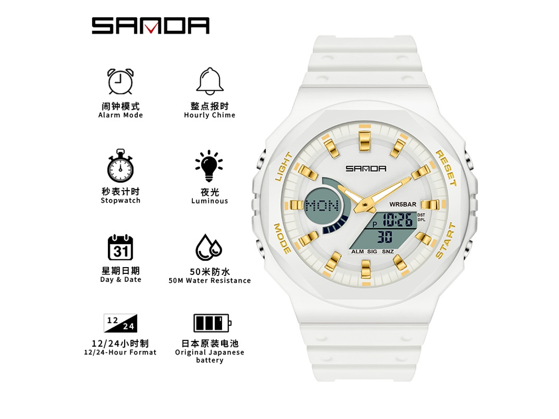 (platino) Reloj Electrónico Multifuncional, Moderno Y Elegante, Con Características Luminosas Y Resistente Al Agua.