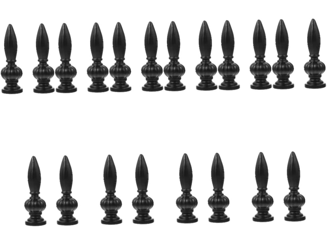 Juego De 10 Remates Decorativos Negros Para Pantallas De Lámparas, De Estructura Simple Y Estable.