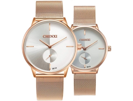 VEANXIN Reloj de Mujer de Acero Inoxidable con Pulsera de Malla de Oro Rosa-Blanco