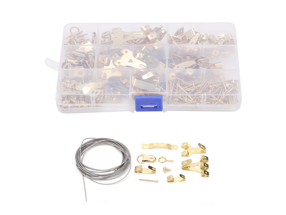 Kit De 230 Ganchos Para Marcos De Fotos, Sin Marca, Tornillos Y Clavos Para Pared, Acabado Dorado Europeo.