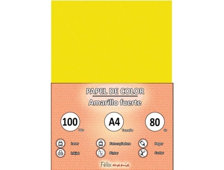 A4 80Gr Papel Amarillo Amarillo 100 Hojas