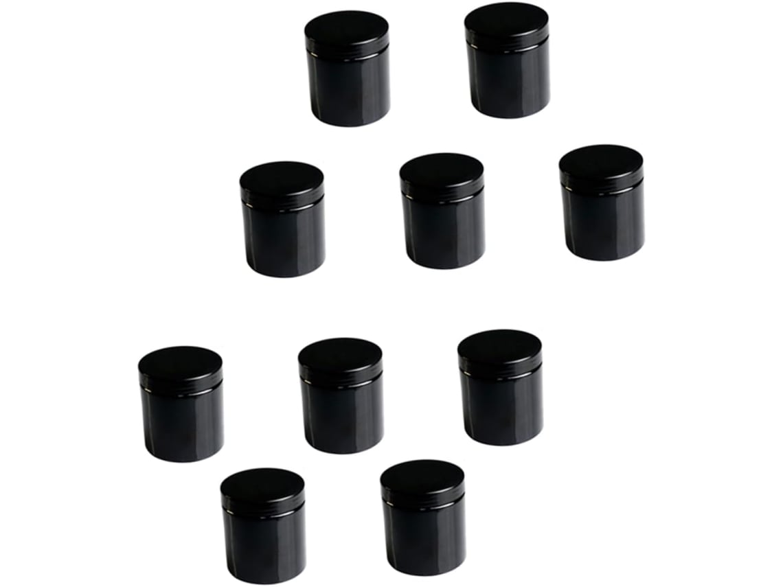 Juego De 10 Tarros Cosméticos De Pet Negro De 500 Ml Con Boca Ancha, Tarros De Crema Rellenables.