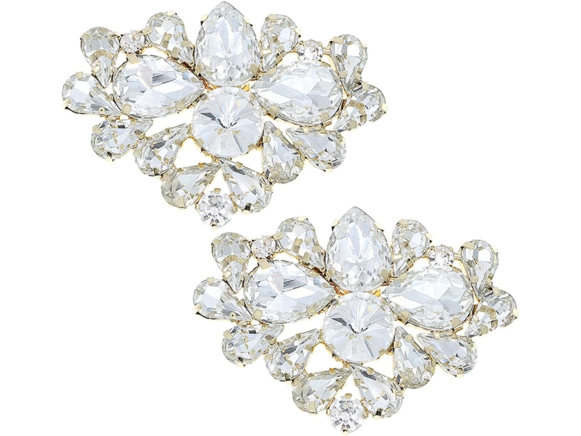 Clipes De Sapato De Noiva Em Cristal Dourado, Acessórios Elegantes Para Sapatos De Noiva, Conjunto