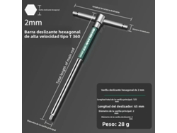 Llave Hexagonal Tipo T Multifuncional De Acero Inoxidable De 2 Mm Con Rodillo Deslizante Hexagonal De Alta Velocidad