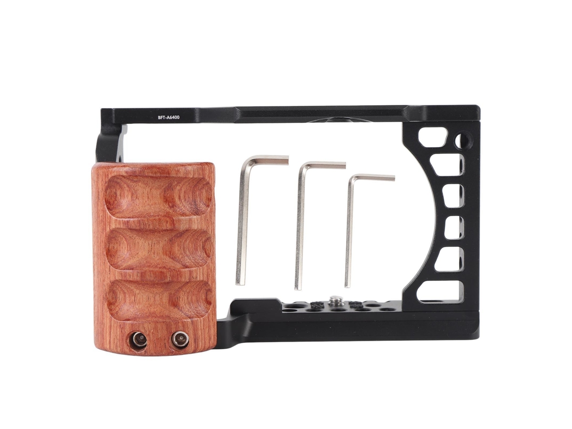 Cage Para Cámara Con Mango De Madera, Rosca 1/4 Y 3/8 Pulgadas, Cold Shoe, Aluminio, Para A6000 6300 6400 6500